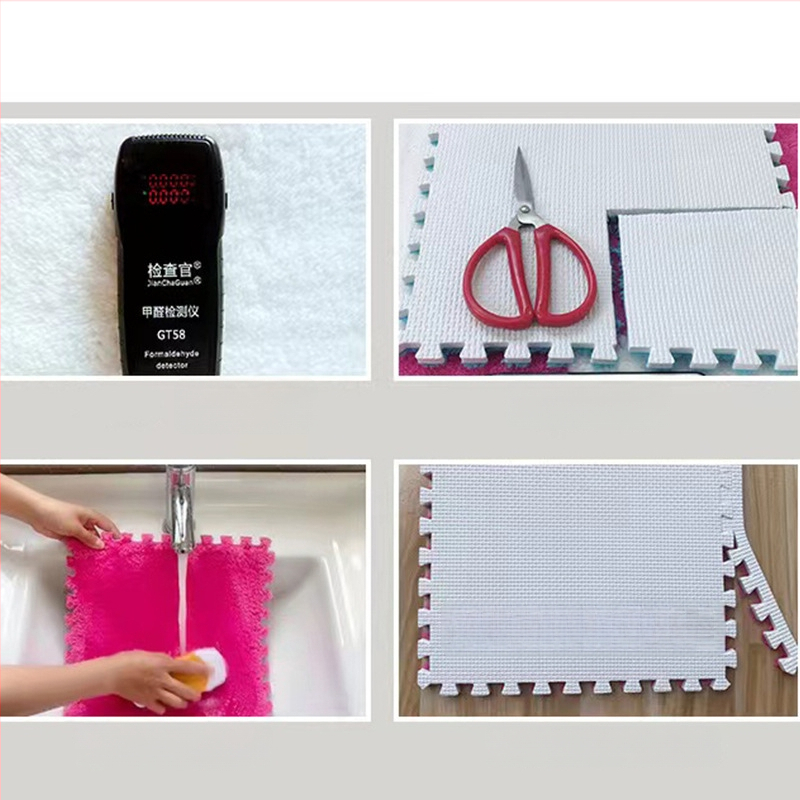 Patchwork pūkų EVA putų kilimėlis – neslidus, storas kvadratinis dėlionės kilimas, miegamajai, svetainei, balkonui