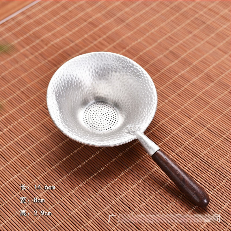 Japāņu stilā tējas filtrs ar koka rokturi no tin metāla
