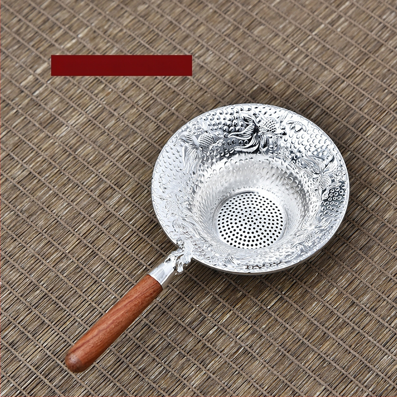 Japāņu stilā tējas filtrs ar koka rokturi no tin metāla