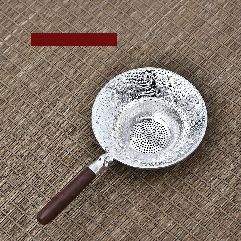 Japāņu stilā tējas filtrs ar koka rokturi no tin metāla