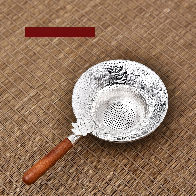 Japāņu stilā tējas filtrs ar koka rokturi no tin metāla