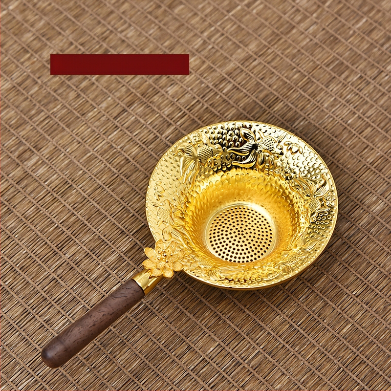 Japāņu stilā tējas filtrs ar koka rokturi no tin metāla