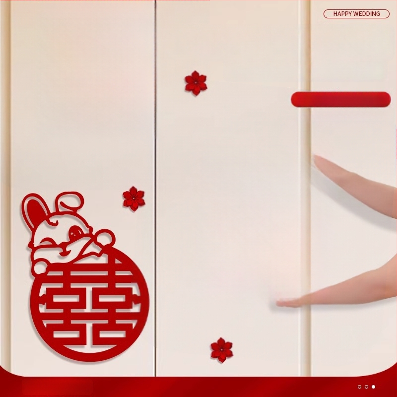 Vestuvių dekoracijų lipdukų rinkinys spintos, langų ir miegamojo durims – lango iškirpimas su žodžiu Laimė dekoracijai ant sienos