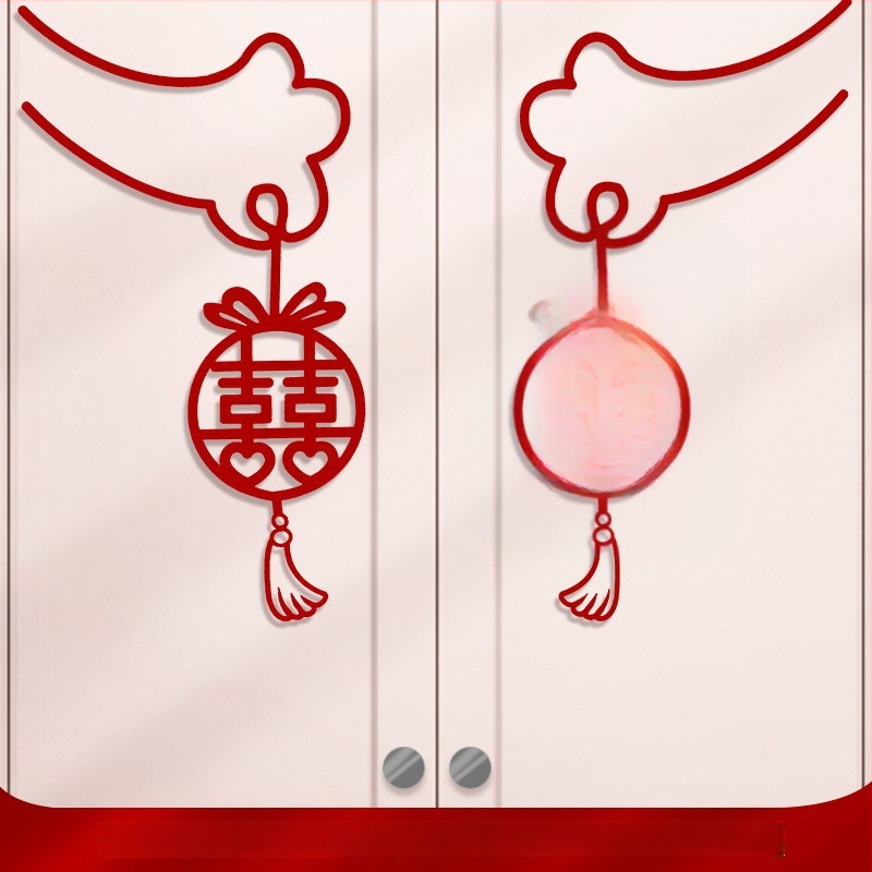 Vestuvių dekoracijų lipdukų rinkinys spintos, langų ir miegamojo durims – lango iškirpimas su žodžiu Laimė dekoracijai ant sienos