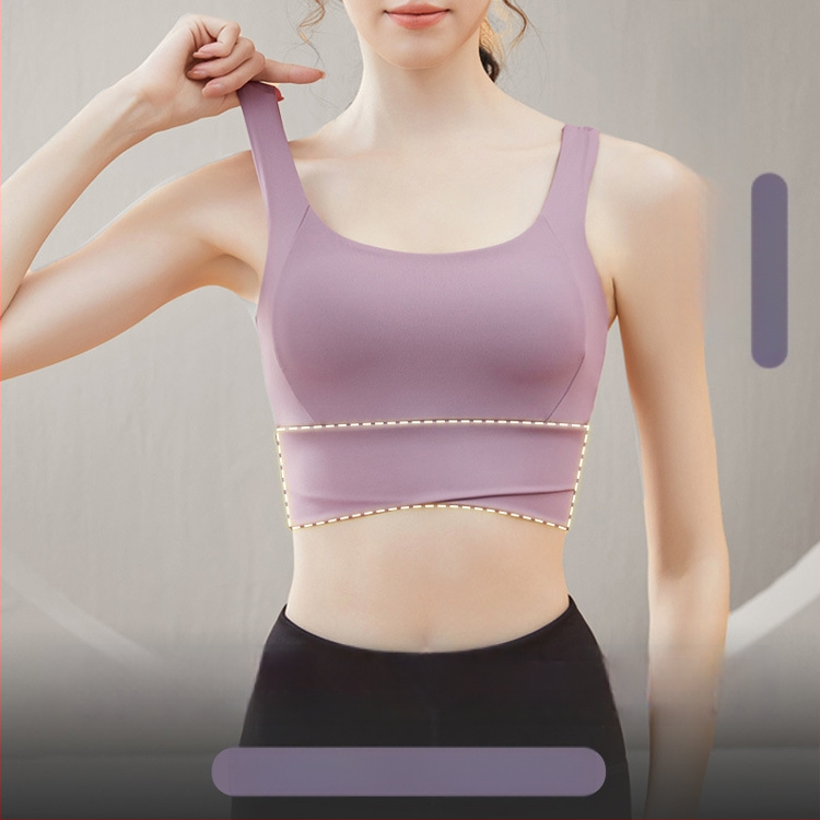 Jogas sporta krūšturis ar iekšējo paliktni krūtīm, fiksētas dubultas siksnas, pilns kauss ar plānu veidotu iekšējo pildījumu, neilona audums, elpojoša muguras atbalsta