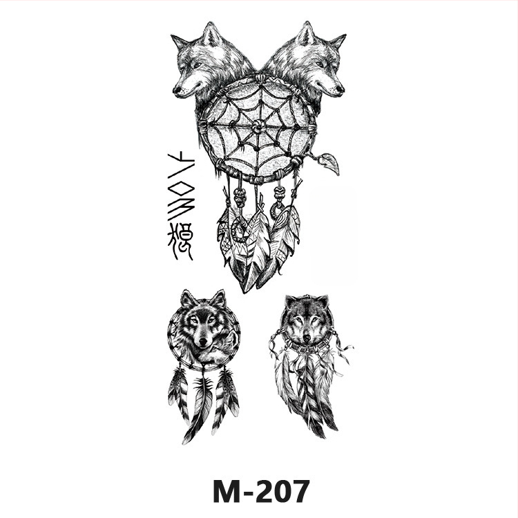 3D tetovējumu uzlīme pusrokai ar tīģera, vilka un brieža motīviem; ūdens pārneses druka; pielāgojama; ar logotipu drukātu; pusautomatizēta ražošana