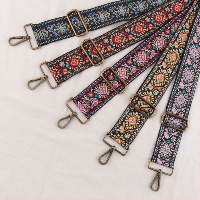 Λουρί ώμου για τσάντες, πολυεστέρας, μοτίβο λουλουδιών, εθνικό στυλ, ρυθμιζόμενος ιμάντας crossbody