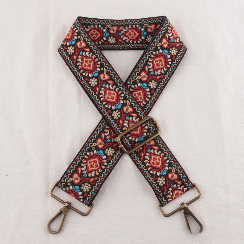 Λουρί ώμου για τσάντες, πολυεστέρας, μοτίβο λουλουδιών, εθνικό στυλ, ρυθμιζόμενος ιμάντας crossbody