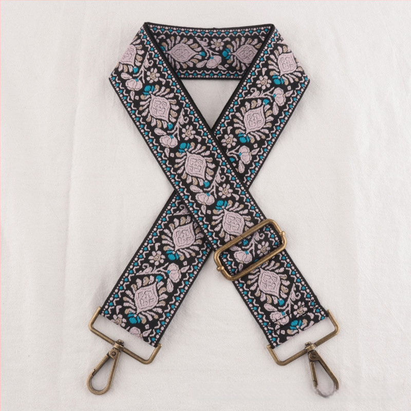 Λουρί ώμου για τσάντες, πολυεστέρας, μοτίβο λουλουδιών, εθνικό στυλ, ρυθμιζόμενος ιμάντας crossbody