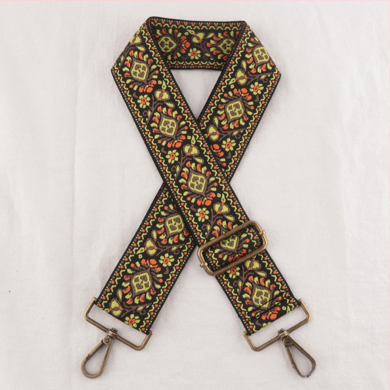 Λουρί ώμου για τσάντες, πολυεστέρας, μοτίβο λουλουδιών, εθνικό στυλ, ρυθμιζόμενος ιμάντας crossbody