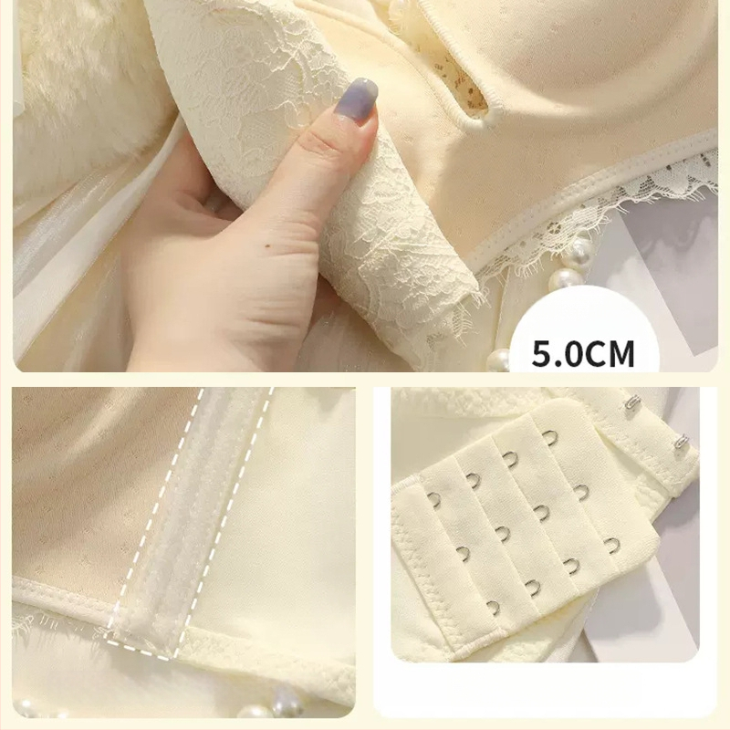 Nailona bezvadu krūštis mazām krūtīm – 3/4 kauss, biezas veidotas kupas, regulējams, augšējā atbalsts, aizmugurē četrrindu aizdare, fiksētas dubultās siksnas