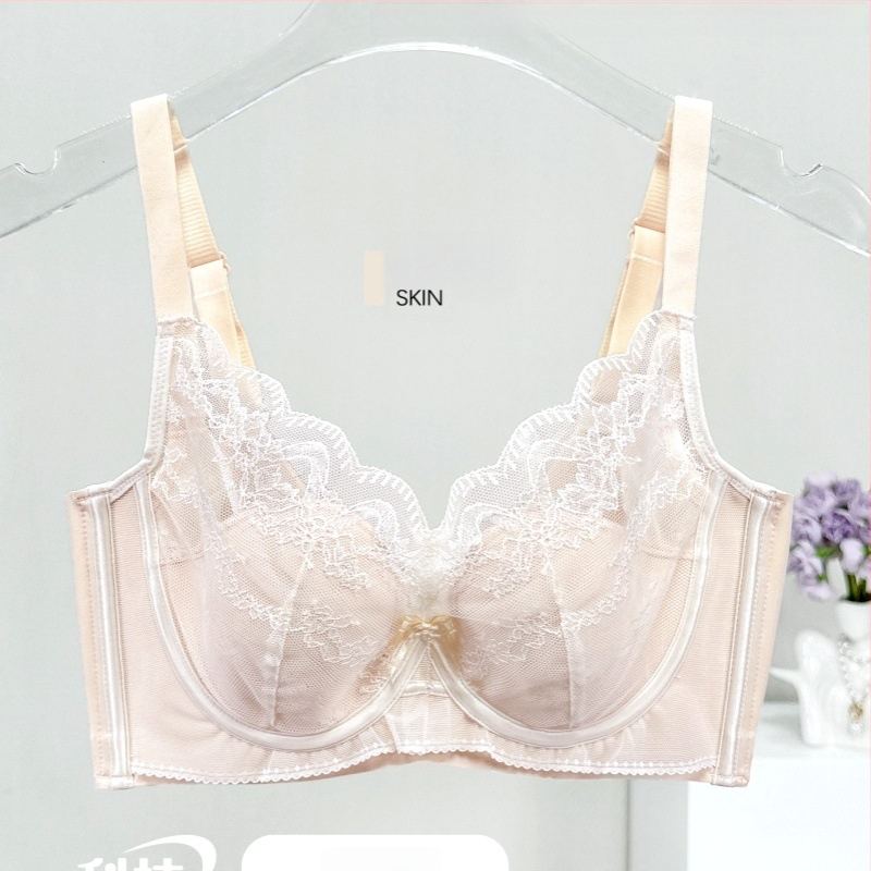 Mežģīņu neilona krūšturis, 3/4 kausa, plānas veidotas kauss, elpojošs, regulējams