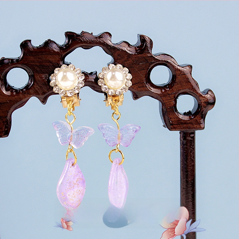 Ausu klipsi — antīka stila, bērnu dizains, sakausējums, roku darbs, Princeses Annas motīvs