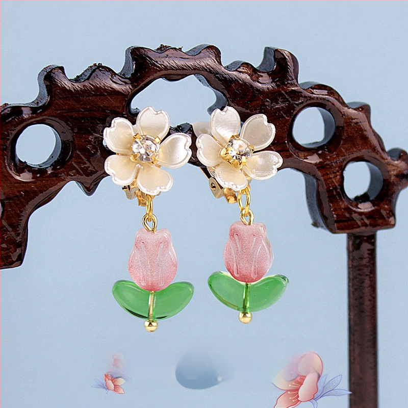 Ausu klipsi — antīka stila, bērnu dizains, sakausējums, roku darbs, Princeses Annas motīvs