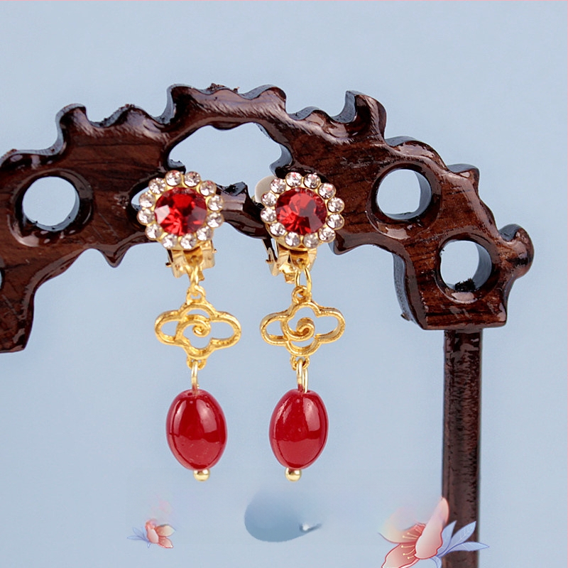 Ausu klipsi — antīka stila, bērnu dizains, sakausējums, roku darbs, Princeses Annas motīvs