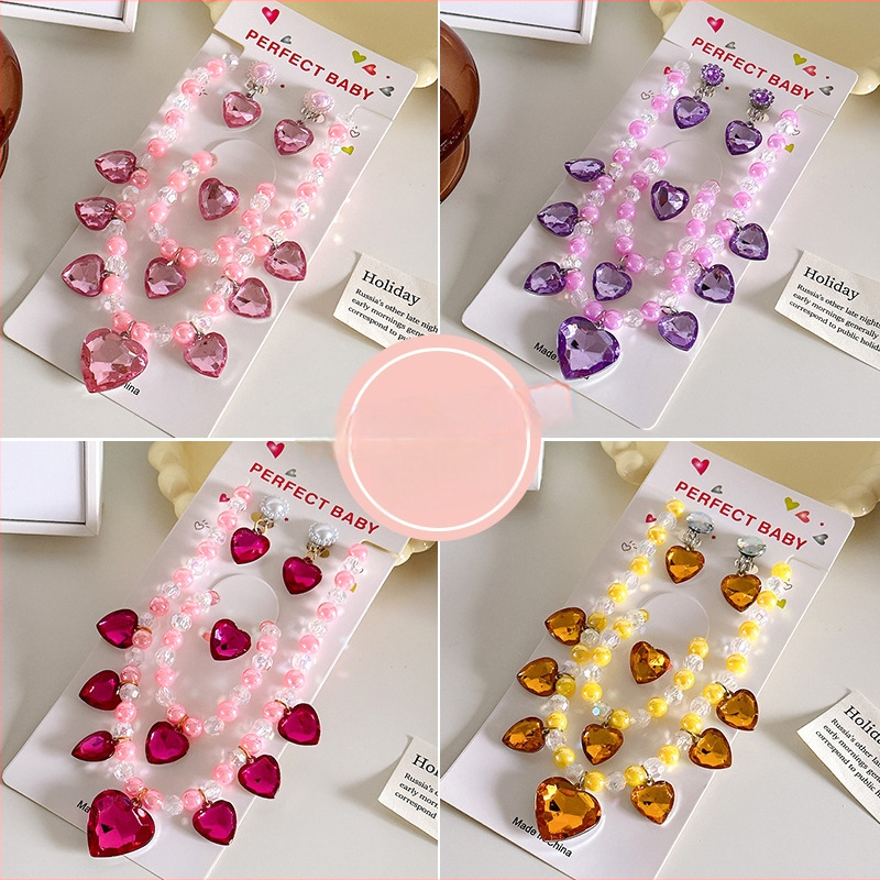 Bērnu kaklarota no Princeses sērijas, rezīna pakaramais, bumbiņu ķēde, regulējams garums