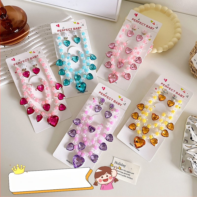 Bērnu kaklarota no Princeses sērijas, rezīna pakaramais, bumbiņu ķēde, regulējams garums