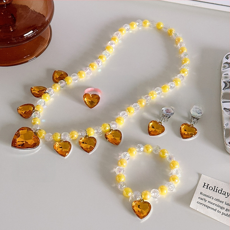 Bērnu kaklarota no Princeses sērijas, rezīna pakaramais, bumbiņu ķēde, regulējams garums