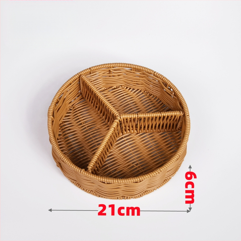 Tavă de fructe din plastic Fujun cu trei compartimente, stil pastoral simplu