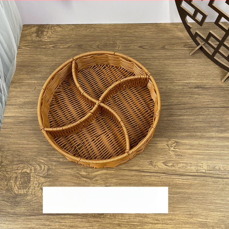 Tavă de fructe din plastic Fujun cu trei compartimente, stil pastoral simplu