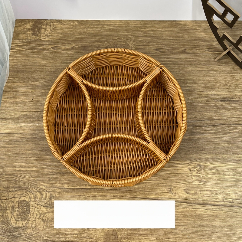 Tavă de fructe din plastic Fujun cu trei compartimente, stil pastoral simplu