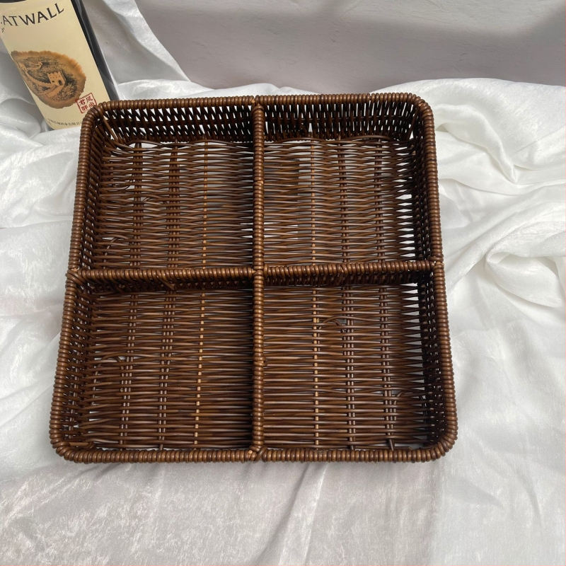 Tavă de fructe din plastic Fujun cu trei compartimente, stil pastoral simplu