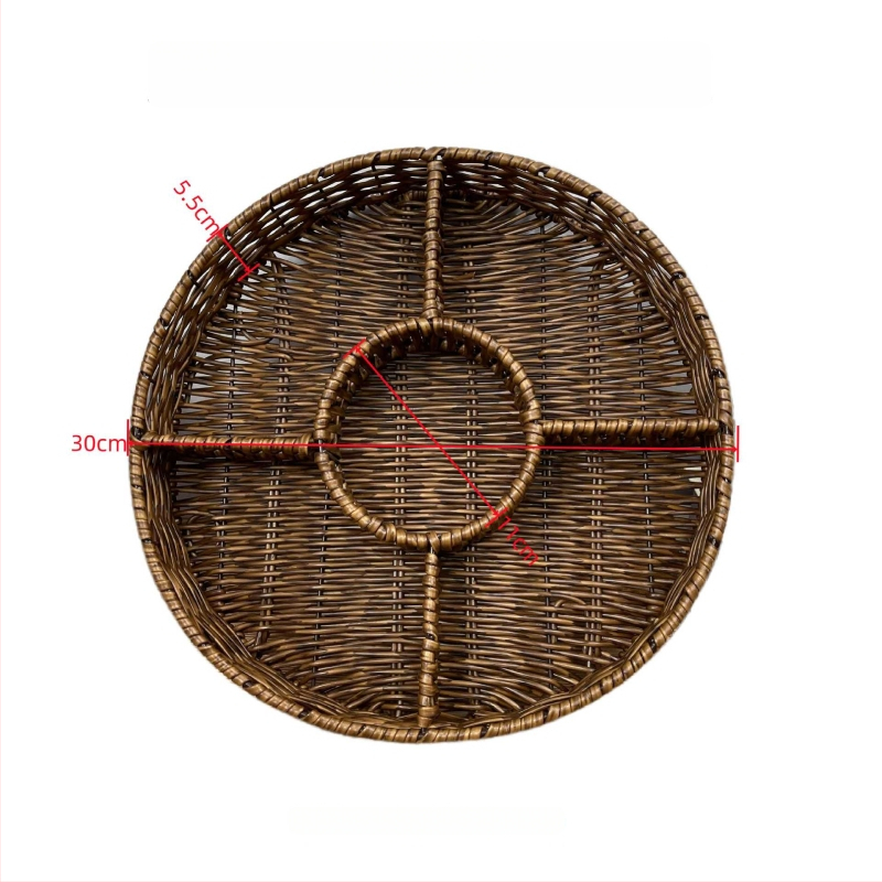 Tavă de fructe din plastic Fujun cu trei compartimente, stil pastoral simplu