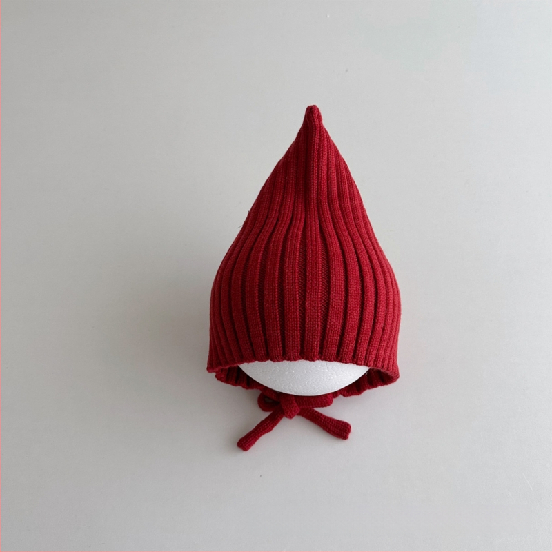 Adīta bērnu cepure ar smailu virsu un aizsargājošu siksnu, auss aizsardzība; silta un vēja izturīga ziemas cepure 6–12 mēnešiem