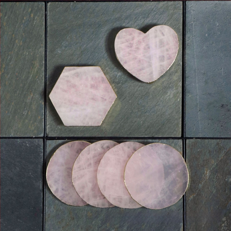 Agato padėkliukai gėrimams, geometrijos formos, natūralus akmuo, šiuolaikinis minimalistinis stilius