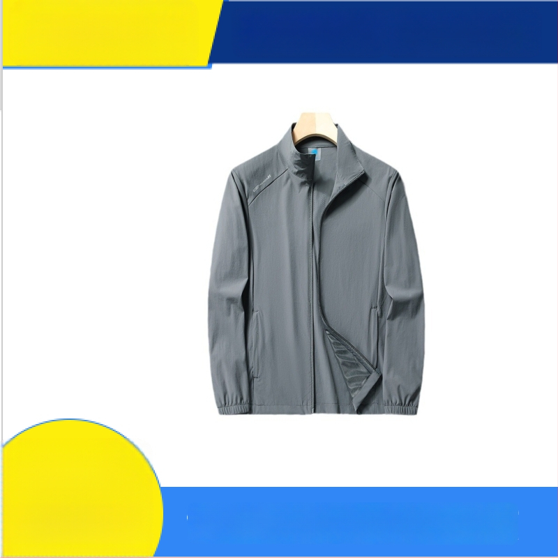 Jachetă pentru bărbați în vârstă - ușoară, croială lejeră, închidere cu fermoar, material din nailon amestec