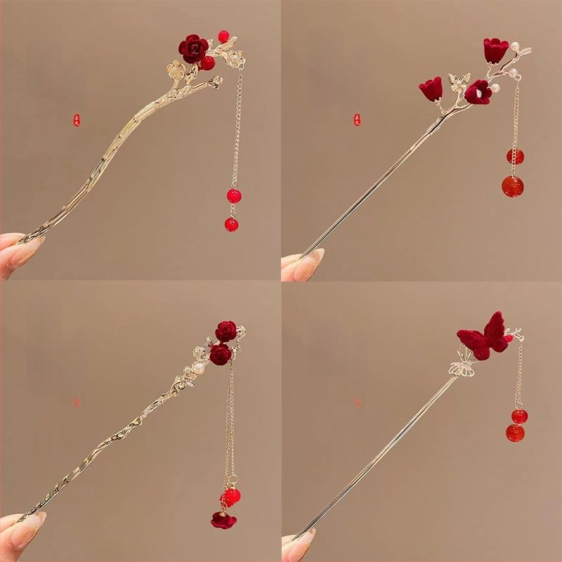 Juukseklips bojtidega, hiina stiilis Han dinastia inspiratsioon, sulamaterjal, 2021. aasta suvine väljaanne