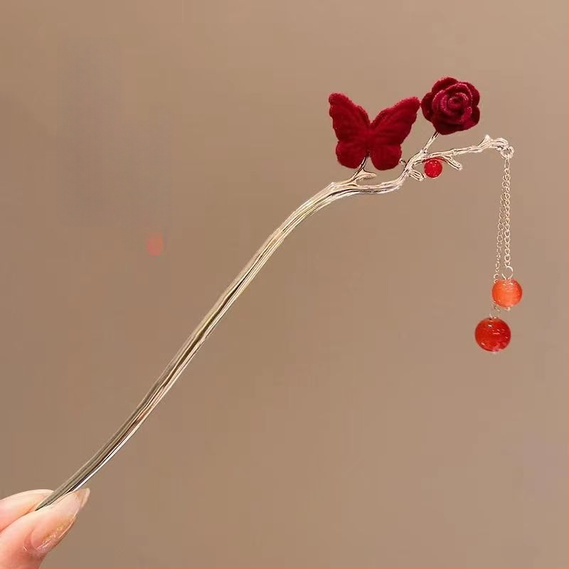 Juukseklips bojtidega, hiina stiilis Han dinastia inspiratsioon, sulamaterjal, 2021. aasta suvine väljaanne