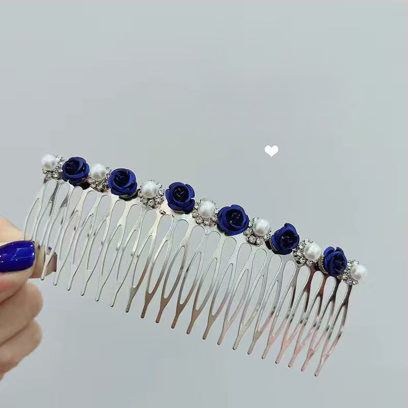 Pieptene metalic pentru păr cu strasuri, formă nod papion, placare electroplatinată, accesorii păr pentru femei