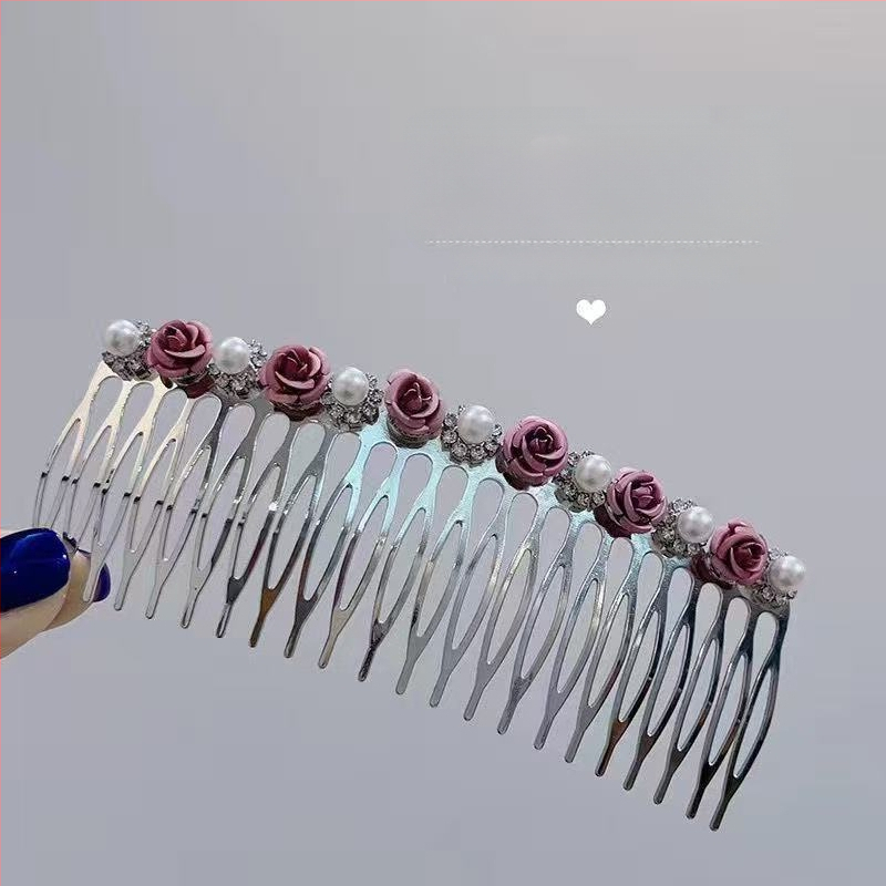 Pieptene metalic pentru păr cu strasuri, formă nod papion, placare electroplatinată, accesorii păr pentru femei