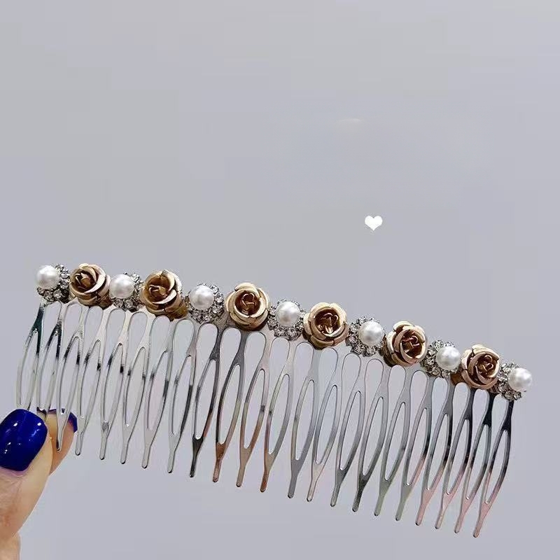 Pieptene metalic pentru păr cu strasuri, formă nod papion, placare electroplatinată, accesorii păr pentru femei