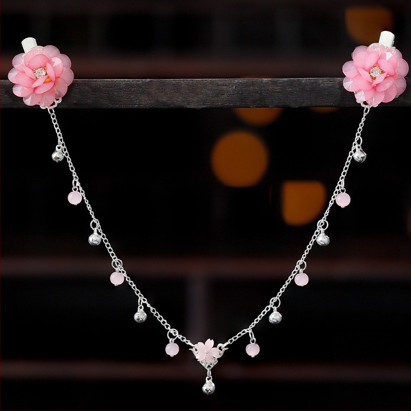 Ornament pentru frunte în stil Hanfu, aliaj, accesorii vintage pentru păr cu floare de camelia, tricotat manual, cod A355, origine Jinhua