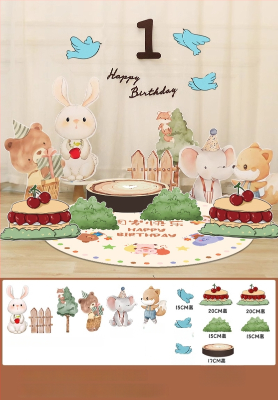 Dzimšanas dienas skatuves dekoru komplekts ar KT paneļu fonu un baloniem — papīrs, krītošie baloni, astes bumbas formas baloni