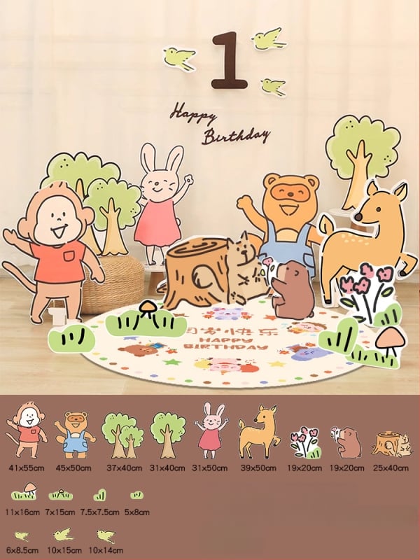 Dzimšanas dienas skatuves dekoru komplekts ar KT paneļu fonu un baloniem — papīrs, krītošie baloni, astes bumbas formas baloni