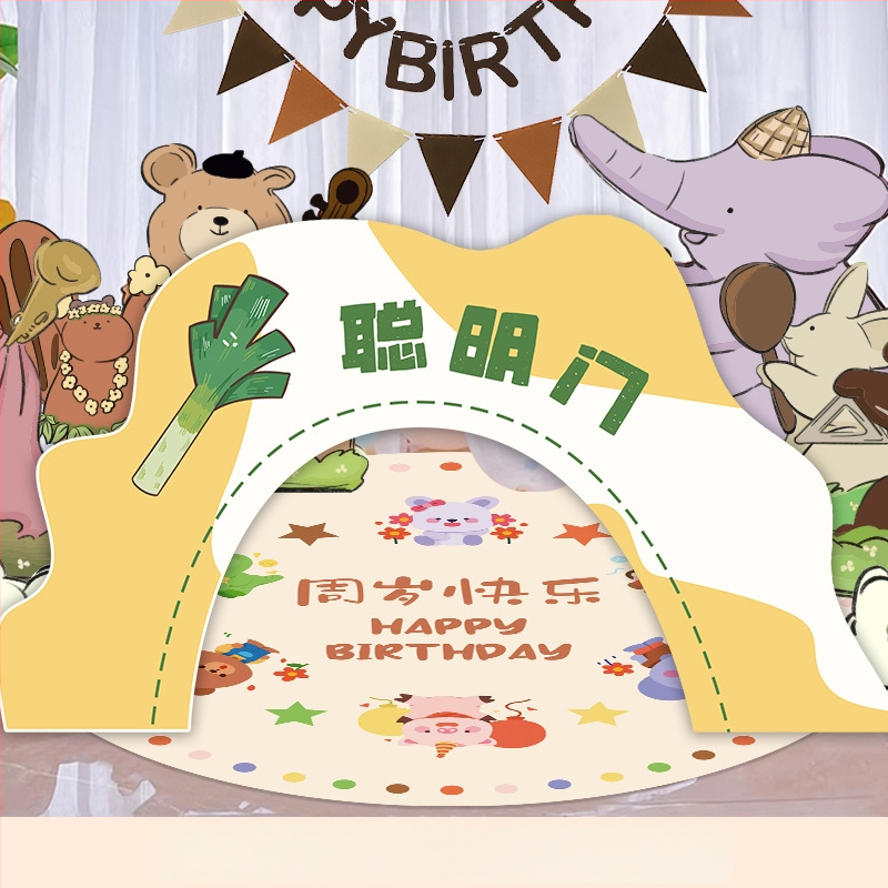 Dzimšanas dienas skatuves dekoru komplekts ar KT paneļu fonu un baloniem — papīrs, krītošie baloni, astes bumbas formas baloni