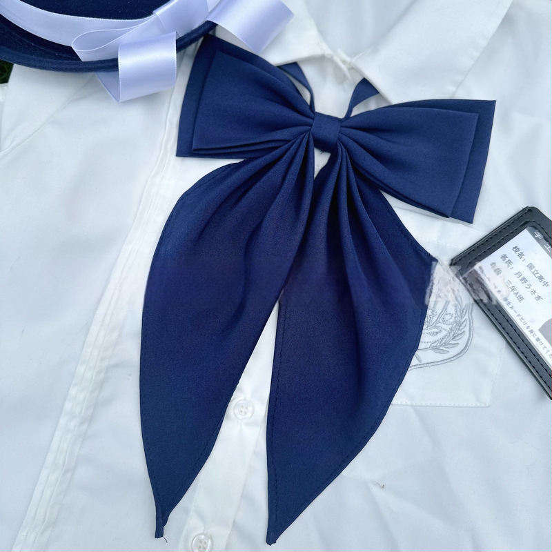 JK jūras skolas uniforma sievietēm ar kakla ziedu un loku – japāņu stils, poliesters, vienkrāsains raksts