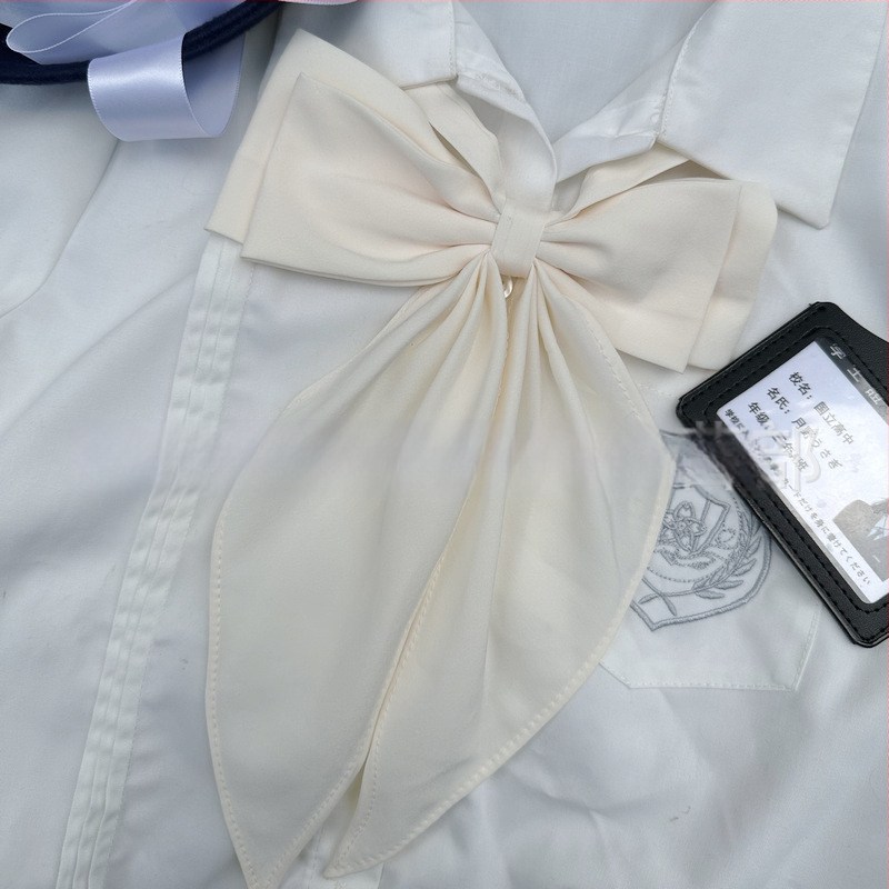 JK jūras skolas uniforma sievietēm ar kakla ziedu un loku – japāņu stils, poliesters, vienkrāsains raksts