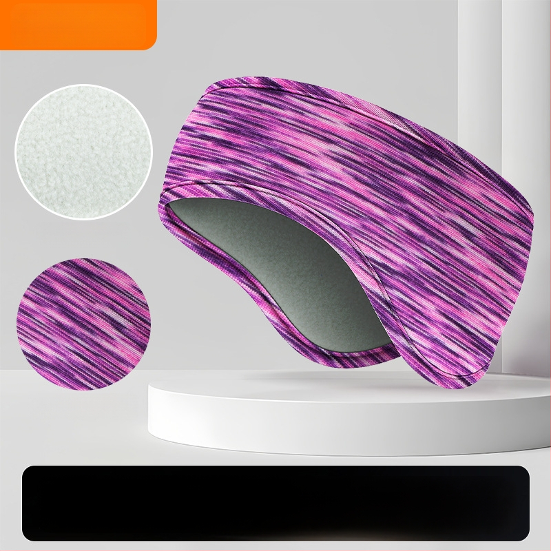 Vaikiška galvos juosta su dviejų sluoksnių flisio, ausų apsauga, dryžuotas raštas, poliesterio medžiaga, minimalistinis stilius