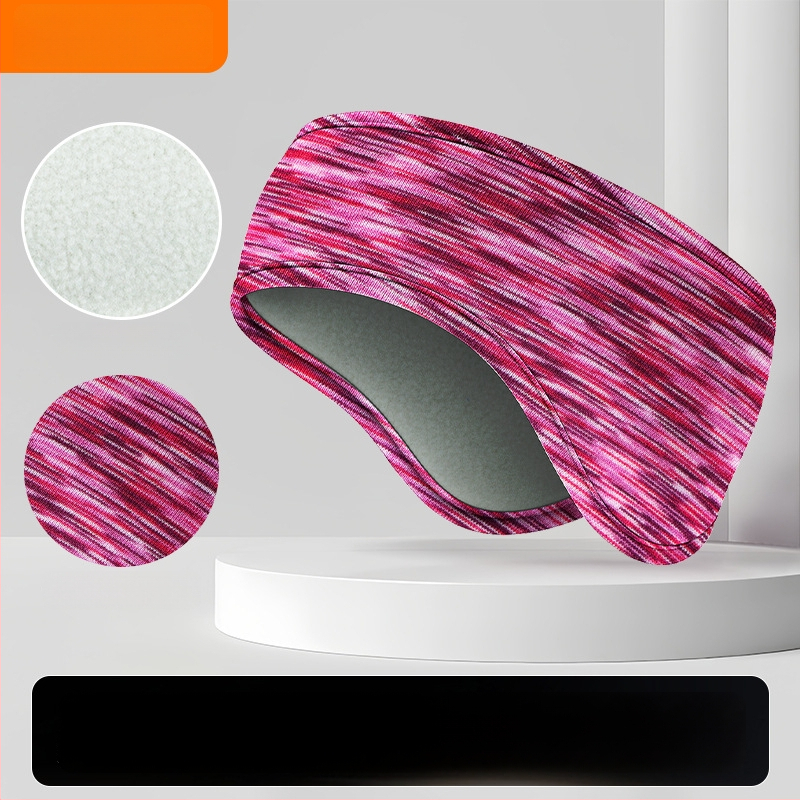 Vaikiška galvos juosta su dviejų sluoksnių flisio, ausų apsauga, dryžuotas raštas, poliesterio medžiaga, minimalistinis stilius