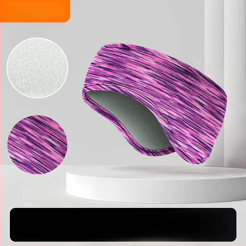 Vaikiška galvos juosta su dviejų sluoksnių flisio, ausų apsauga, dryžuotas raštas, poliesterio medžiaga, minimalistinis stilius