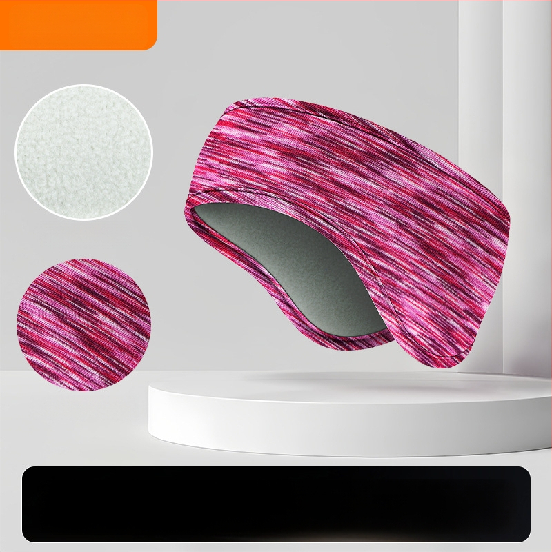 Vaikiška galvos juosta su dviejų sluoksnių flisio, ausų apsauga, dryžuotas raštas, poliesterio medžiaga, minimalistinis stilius