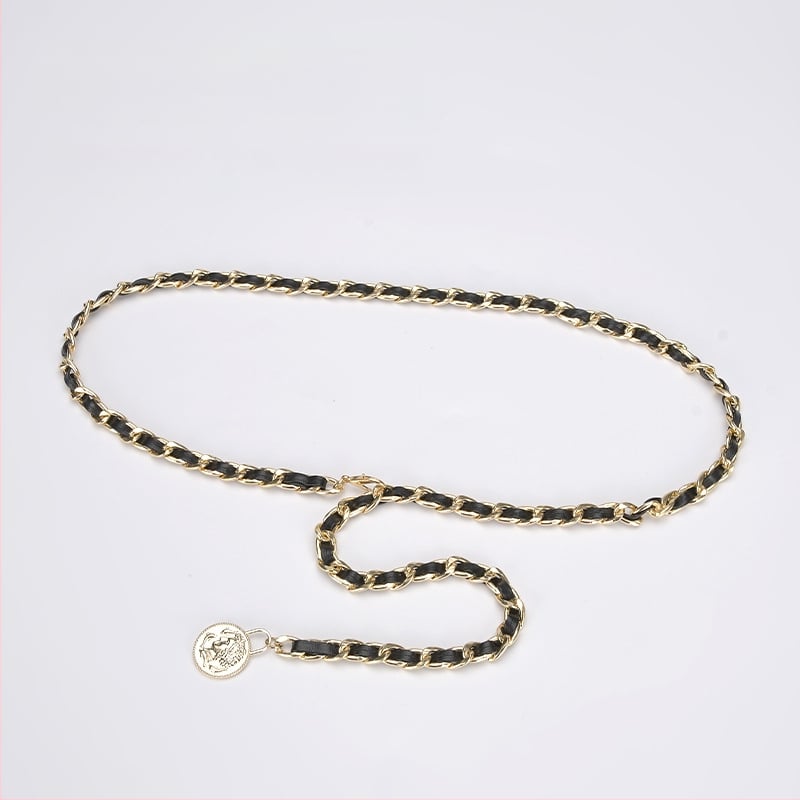 Metāla vidukļa ķēde — vienkāršs stils, vienu loku, platums 1 cm, pielāgota apstrāde