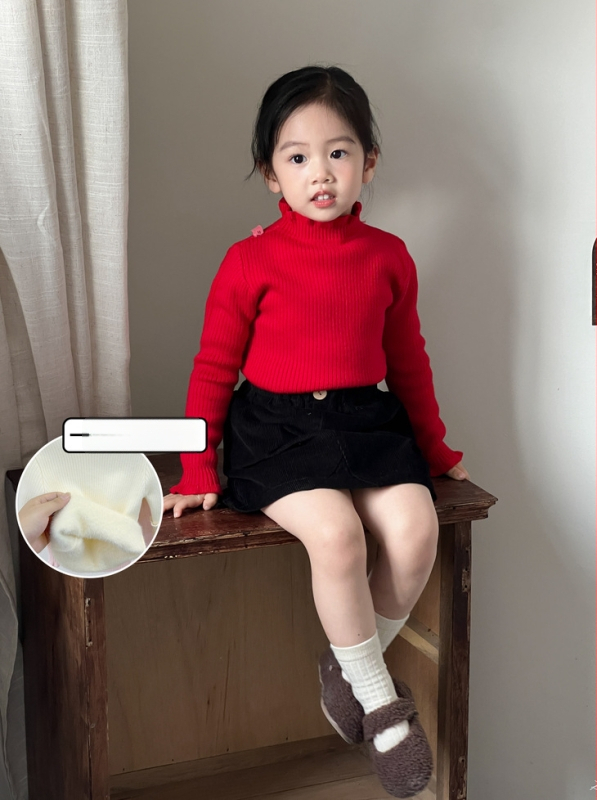 Vaikų megztinis su fliso pamušalu, unisex, ilgos rankovės, apvali kaklo linija, stores megztinis