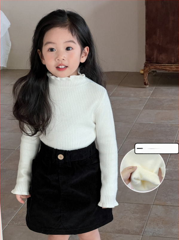 Vaikų megztinis su fliso pamušalu, unisex, ilgos rankovės, apvali kaklo linija, stores megztinis