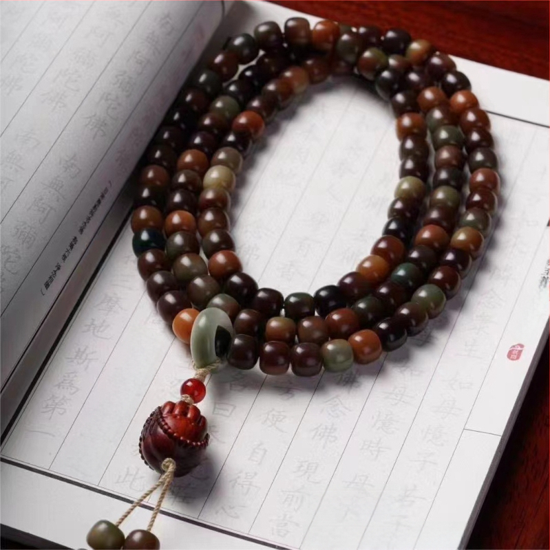 108 Bodhi sēklu rokassprādze, etniskā stila, dabiska un pulēta ražošana, daļēji roku darbs un daļēji mehāniska