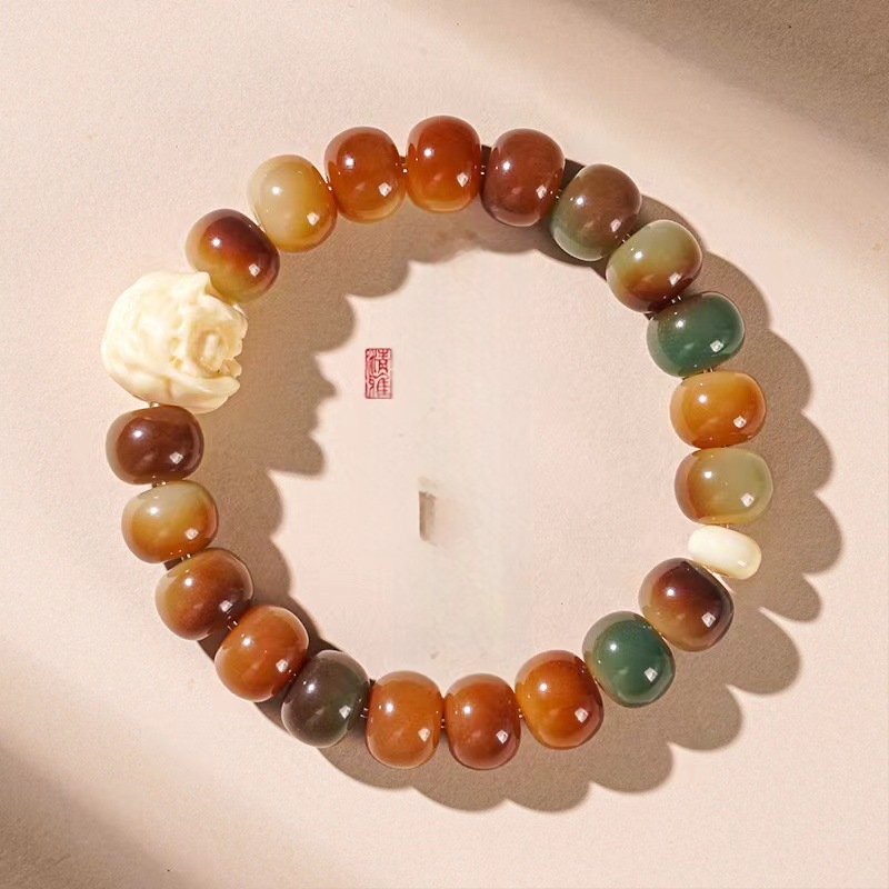 108 Bodhi sēklu rokassprādze, etniskā stila, dabiska un pulēta ražošana, daļēji roku darbs un daļēji mehāniska